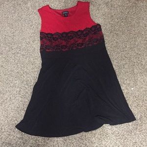Women’s Black and Red Cocktail Dress with Lace